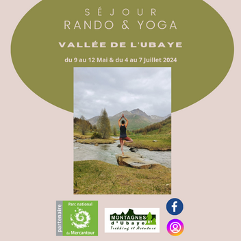 Séjour Rando et Yoga du 9 au 12 mai et du 4 au 7 Juillet 2024